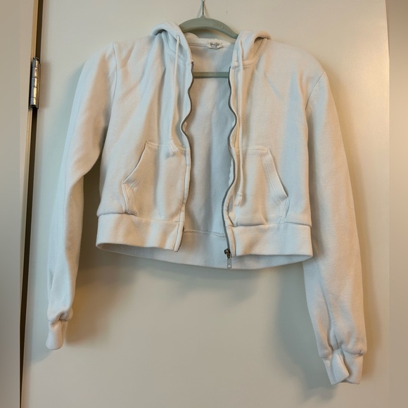 White Brandy Melville cropped zip up - Picture 4 of 7